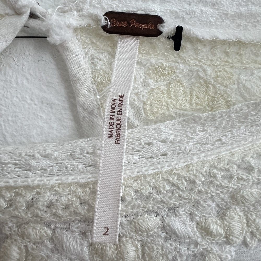 NWOT Free People Ivory Victorian Waisted CROCHET Mini Dress 2 Lace Cotton Womens - Picture 12 of 14